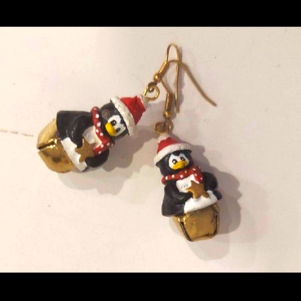 Penguin bell earrings